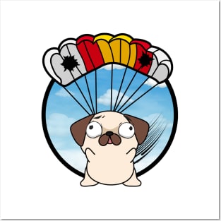 Silly pug dog has a broken parachute Posters and Art